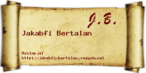 Jakabfi Bertalan névjegykártya